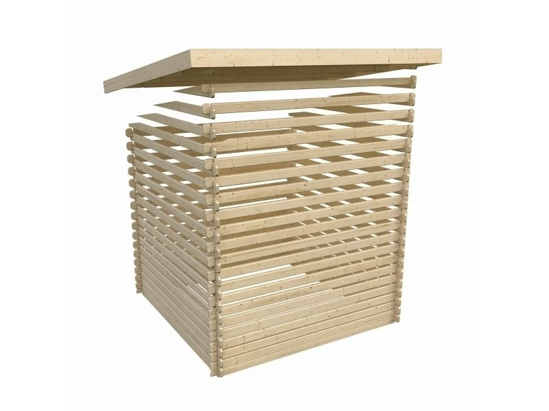 Karibu Gartenhaus Trittau 3 natur mit Anbaudach 3,3 m inkl. Rück- und Seitenwand