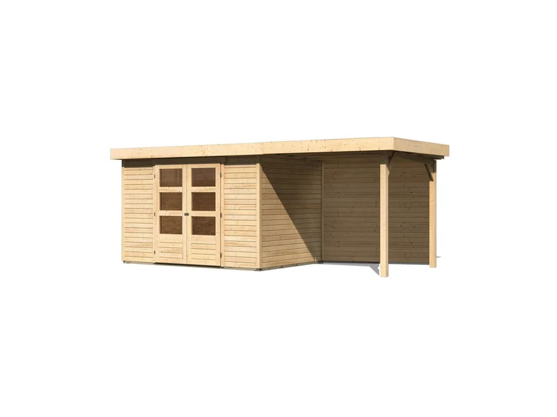 Karibu Gartenhaus Askola 4 mit Anbaudach 2,4 Meter, Rückwand