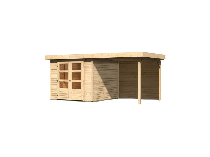 Karibu Gartenhaus Askola 3,5 mit Anbaudach 2,4 m, Rückwand
