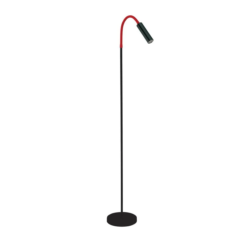 B-Ware Busch Stehlampe Standlampe LED Rocco Flexarm schwarz rot Aluminium Schalter