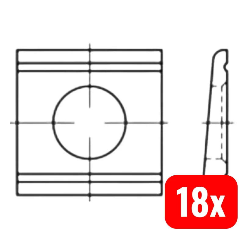 B-Ware TOOLCRAFT Keilscheiben 139587 Scheiben 28 mm Stahl DIN6918 UProfil Bau 18 STÜCK