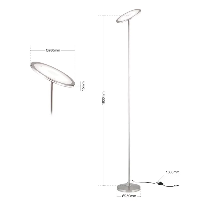 B-Ware Oscar Deckenfluter Stehlampe LED dimmbar Kopf justierbar nickel matt SIEHE TEXT
