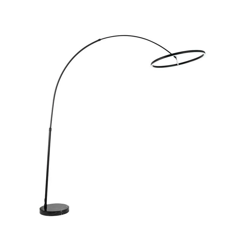 B-Ware Lucande Stehlampe Bogenlampe LED Virvera schwarz Metall Wohnzimmerlampe942