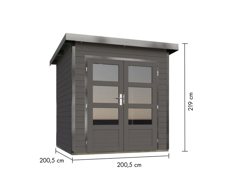 Karibu Hybrid Gartenhaus Pluto 1 B, terragrau/graualuminium, 28 mm