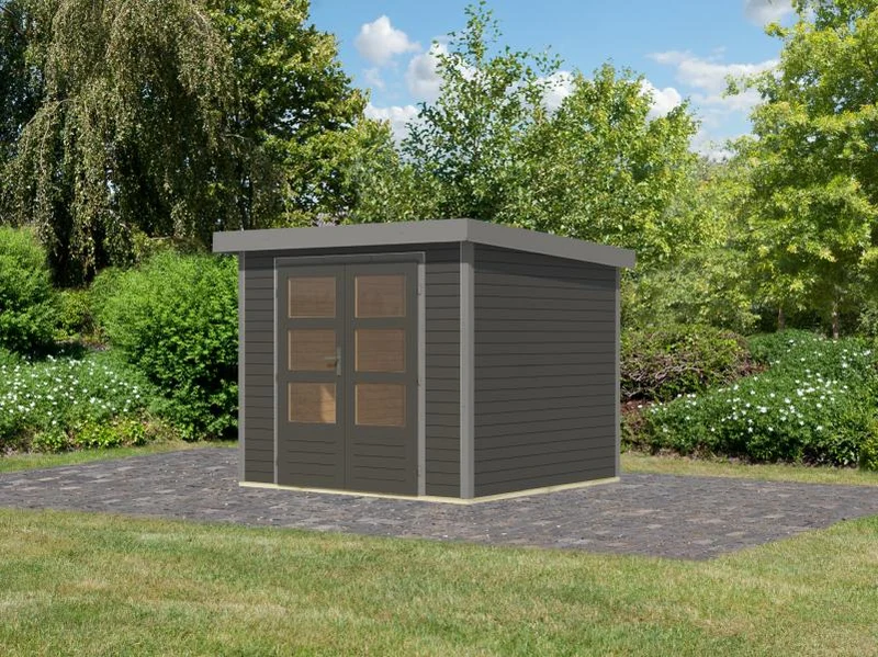 Karibu Hybrid Gartenhaus Jupiter 3 B terragrau/graualuminium