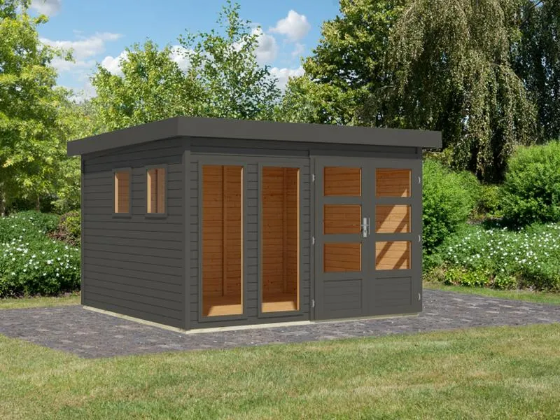 Karibu Gartenhaus Lahar 6, terragrau komplett, 19 mm