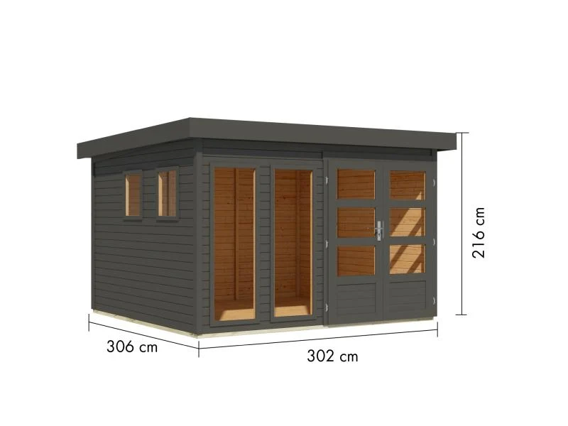 Karibu Gartenhaus Lahar 6, terragrau komplett, 19 mm