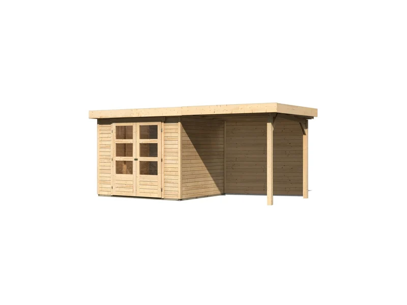 Karibu Gartenhaus Askola 3 mit Anbaudach 2,4 m, Rückwand