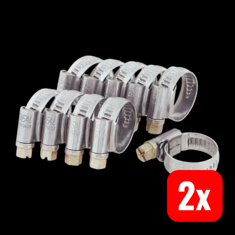 2x B-Ware RIEGLER Schlauchschelle Klemmschelle Set Chromstahl Schraube 12 mm 10er 2 SETS