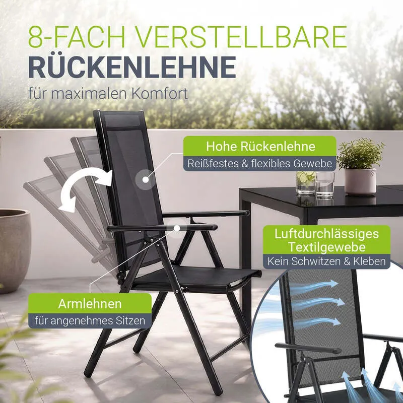 B-Ware Gartengarnitur Milano 7-teilig Gartenmöbel Set Tisch Stühle dunkelgrau 150x90cm