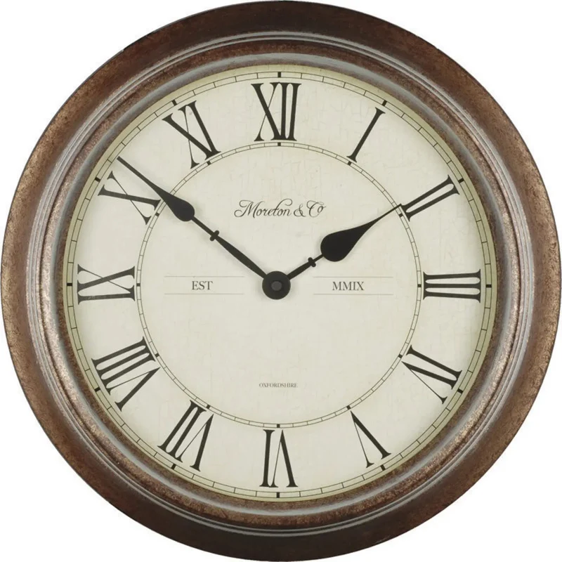 B-Ware QUARZ-WANDUHR WASSERDICHT 36 cm Holzoptik für Innen und Außen Techno Line