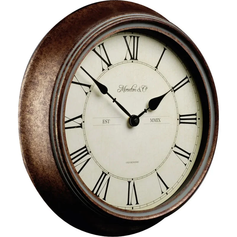 B-Ware QUARZ-WANDUHR WASSERDICHT 36 cm Holzoptik für Innen und Außen Techno Line