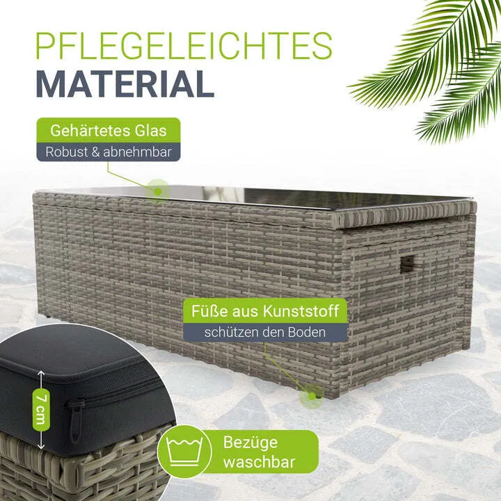 B-Ware Polyrattan Lounge Salou Gartenmöbel Set für 6 Personen wetterfest Polster grau
