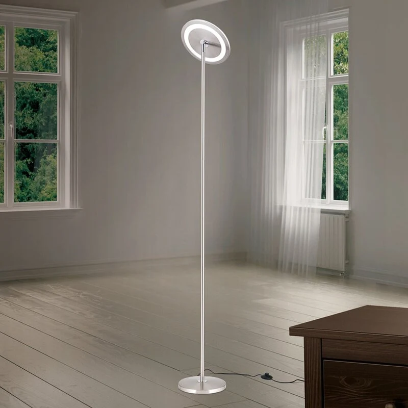 Oscar Deckenfluter Stehlampe LED dimmbar Kopf justierbar nickel matt Stahl538