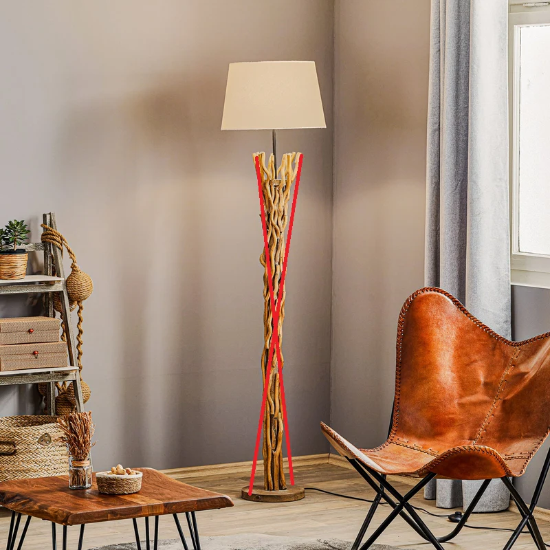 D-Ware Euluna Stehleuchte Agar Stehlampe Lampe Leuchte E27 Stoff Holz SIEHE TEXT/F210