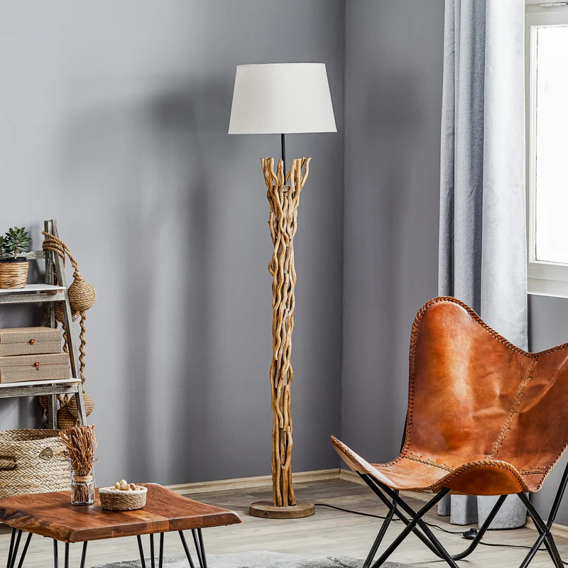 D-Ware Euluna Stehleuchte Agar Stehlampe Lampe Leuchte E27 Stoff Holz SIEHE TEXT/F210