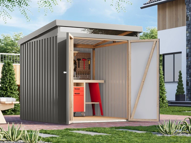 Karibu Metallgerätehaus Iridium 2, Graualuminium