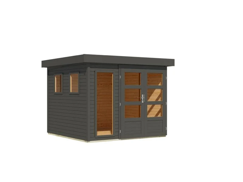 Karibu Gartenhaus Lahar 3,5, terragrau komplett, 19 mm