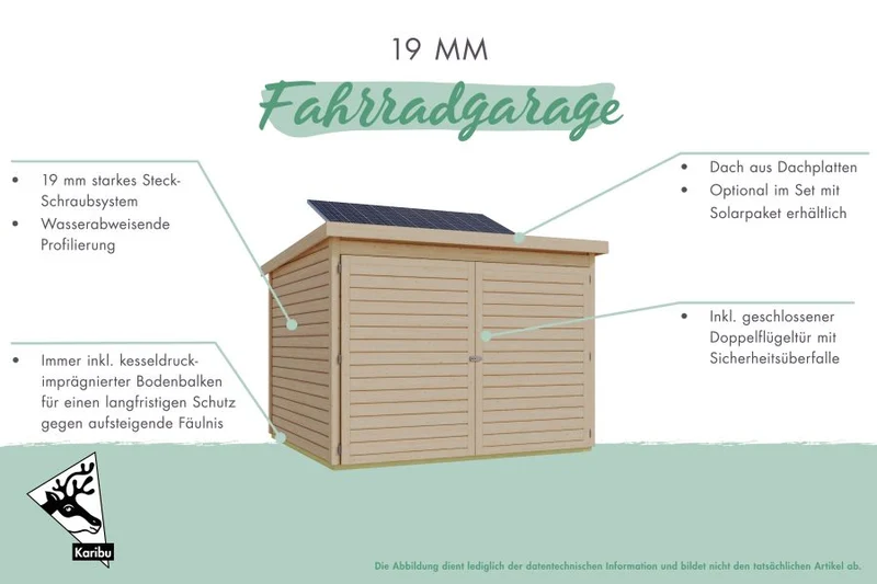Karibu Fahrradgarage 4, terragrau, 19 mm