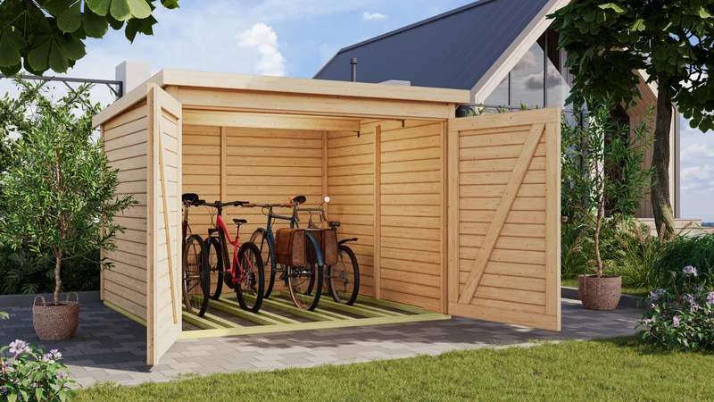 Karibu Fahrradgarage 4, natur 19 mm