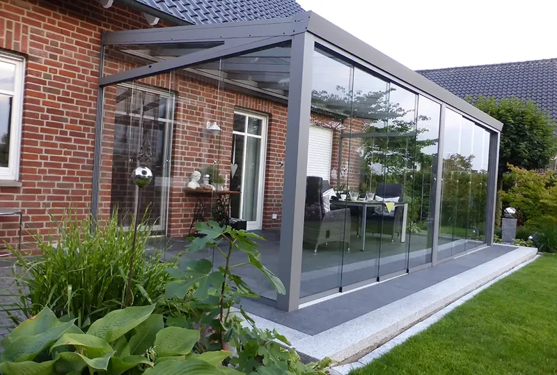 Terrassenüberdachung Aluminium 400x250cm VSG grau