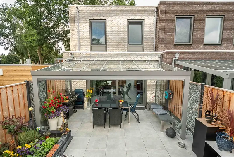 Terrassenüberdachung Aluminium 400x250cm VSG grau