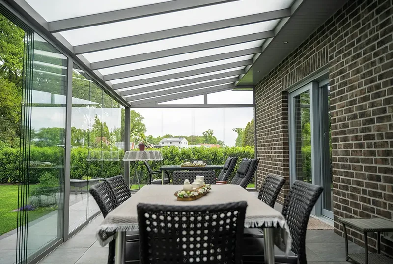 Terrassenüberdachung Aluminium 400x250cm VSG grau