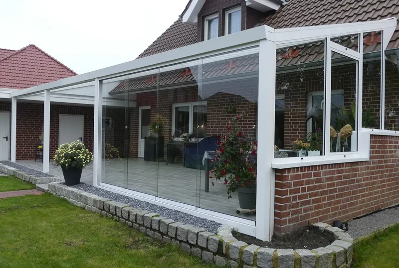 Terrassenüberdachung Aluminium 700x250cm VSG weiß