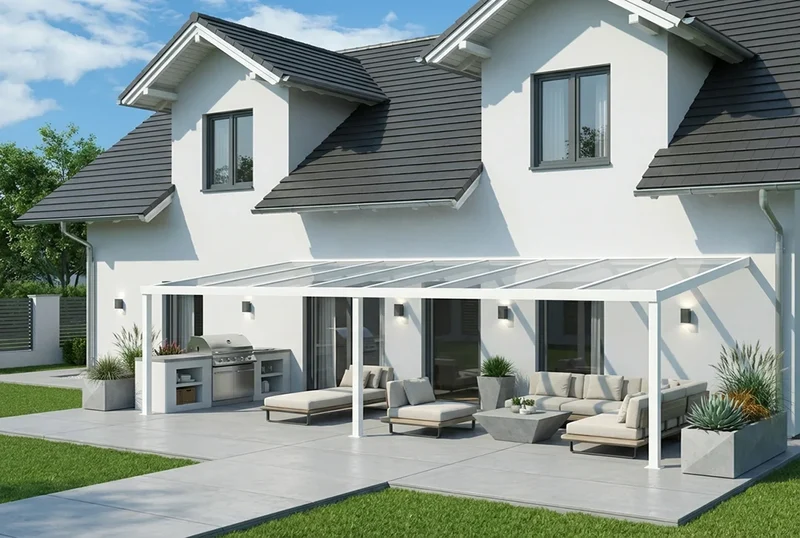 Terrassenüberdachung Aluminium 800x450cm Doppelsteg weiß