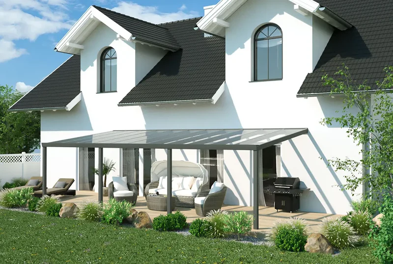 Terrassenüberdachung Aluminium 800x400cm VSG grau