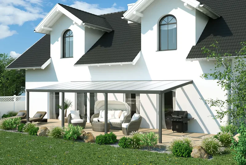 Terrassenüberdachung Aluminium 800x400cm VSG grau