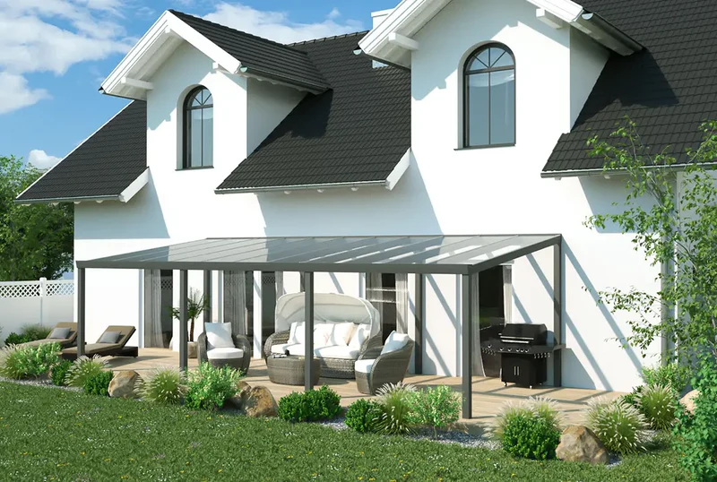Terrassenüberdachung Aluminium 800x400cm VSG grau