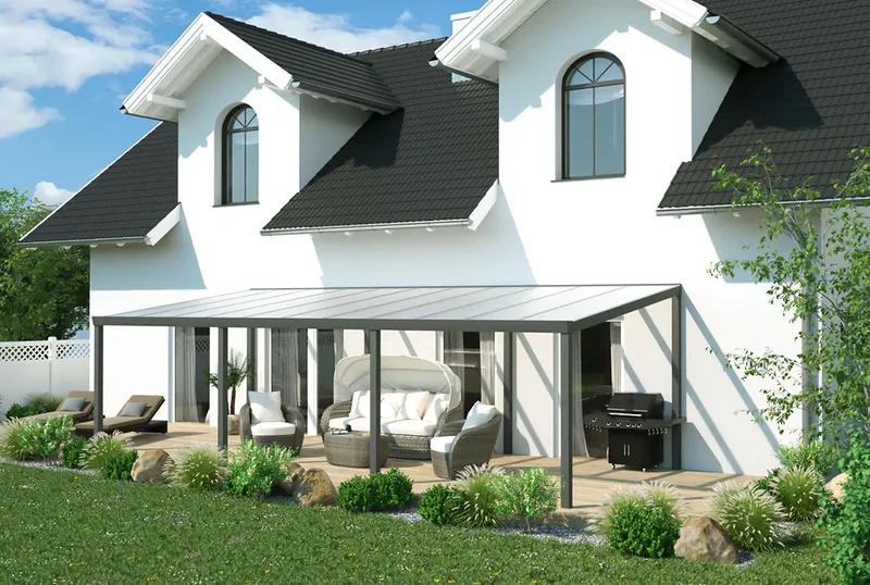 Terrassenüberdachung Aluminium 800x400cm VSG grau