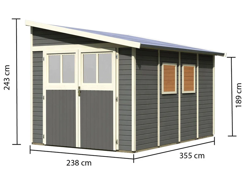 Karibu Gartenhaus Bomlitz 4 terragrau 19 mm