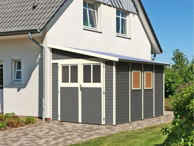 Karibu Gartenhaus Bomlitz 4 terragrau 19 mm