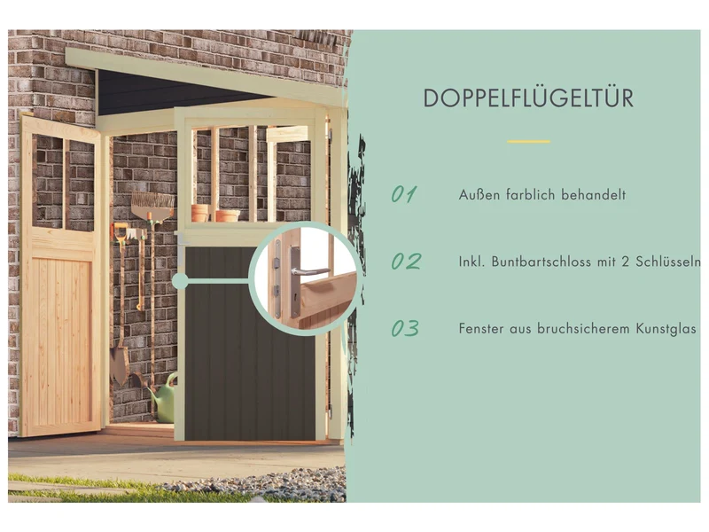 Karibu Gartenhaus Bomlitz 2 terragrau 19 mm