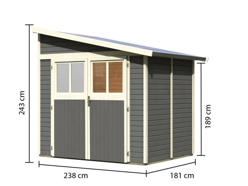 Karibu Gartenhaus Bomlitz 2 terragrau 19 mm