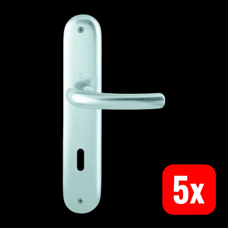 5x B-Ware Hoppe Langschildgarnitur Tôkyô Türbeschlag DIN Innentür Aluminium Silber 5 STÜCK