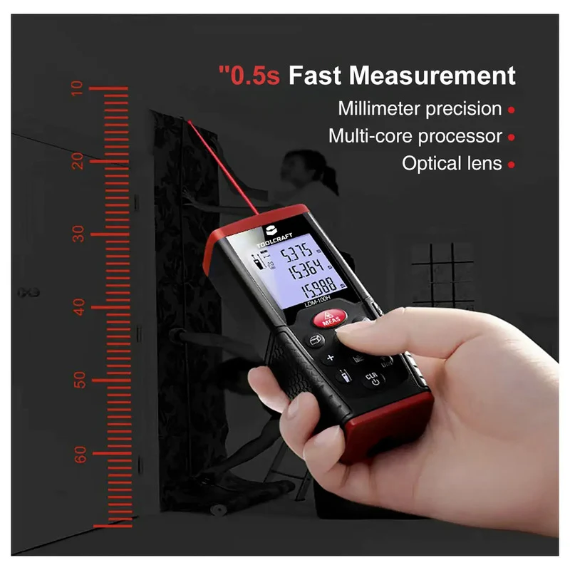 B-Ware TOOLCRAFT LDM100H Laser-Distanzmesser 0.05-100m ±1.5mm IP54 Funktionen: Fläch...