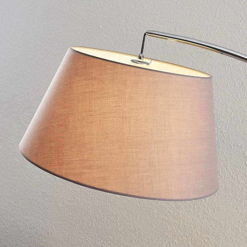 Lucande Evelyna Bogen-Stehleuchte Bogenlampe Stehlampe Leselampe Schirm grau E27