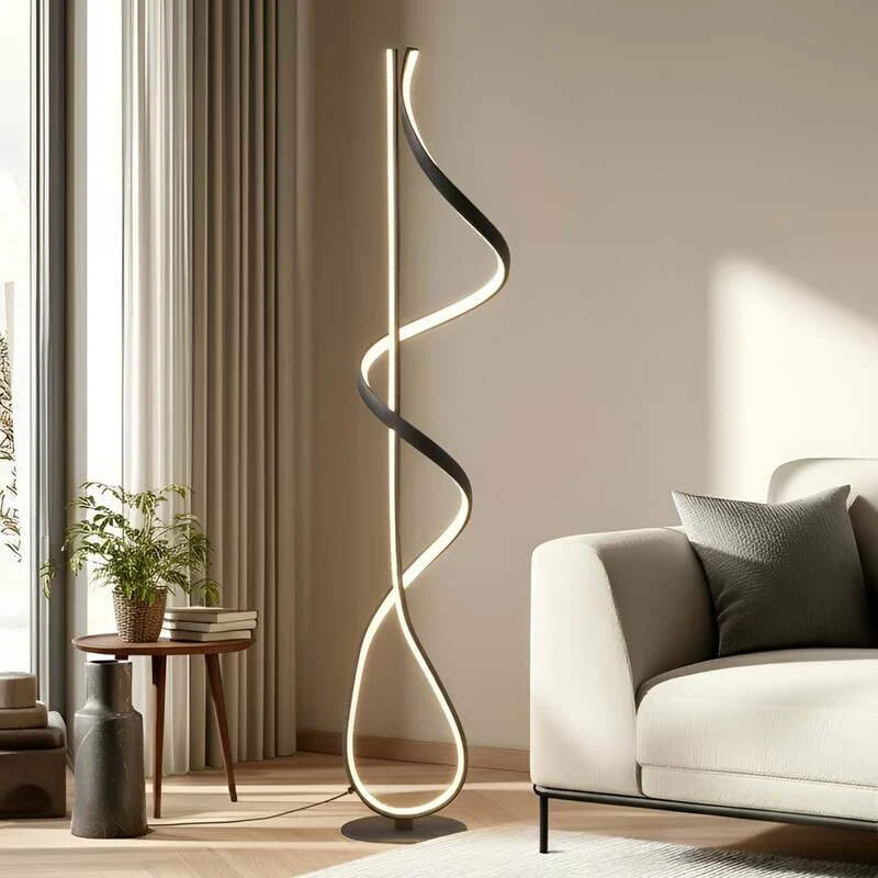 B-Ware Lucande Stehleuchte Standlampe LED Rodado schwarz Beleuchtungskunst Aluminium739