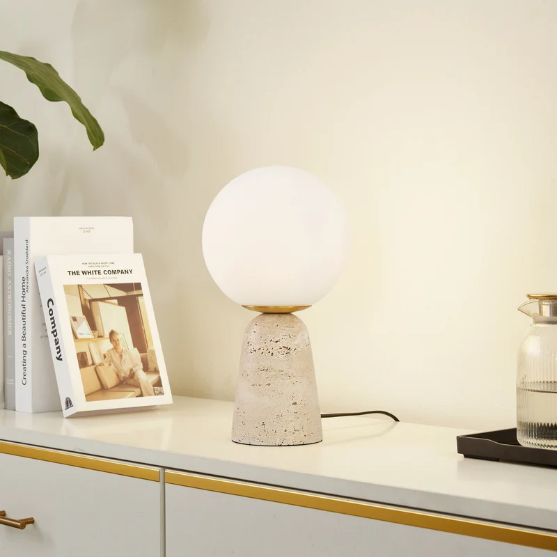 Lindby Tischleuchte Lampe Kirstan beige weiß Glas Stein 33 cm SIEHE TEXT/FOTO