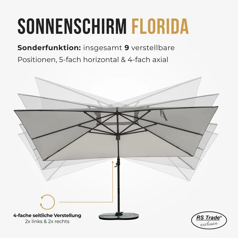 Sonnenschirm hellgrau 3 x 4 Meter