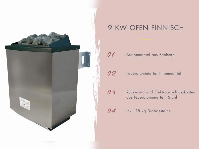 Norlinio Saunahaus Patio 1, 38 mm naturbelassen -inkl. 9 kW Ofen ext. Steuerung- inkl. Dacheindeckung