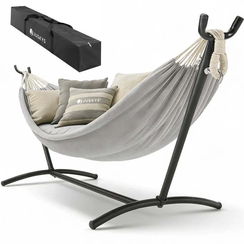 B-Ware Hängematte Paya Mobile Outdoor Hängematte mit Tragetasche und Gestell grau