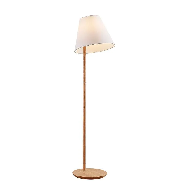 B-Ware Lucande Stehleuchte Jinda LED Lampe Leuchte E27 weiß Holz 160cm Höhe 40cm