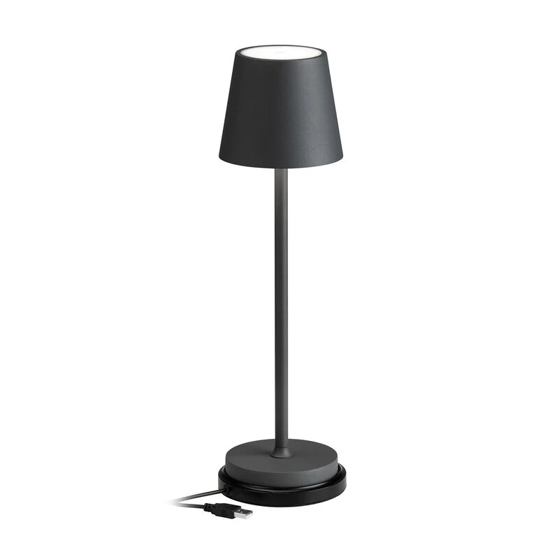 B-Ware LCD Tischleuchte Tischlampe LED Akku dimmbar Touchdimmer graphit IP54 warmw792