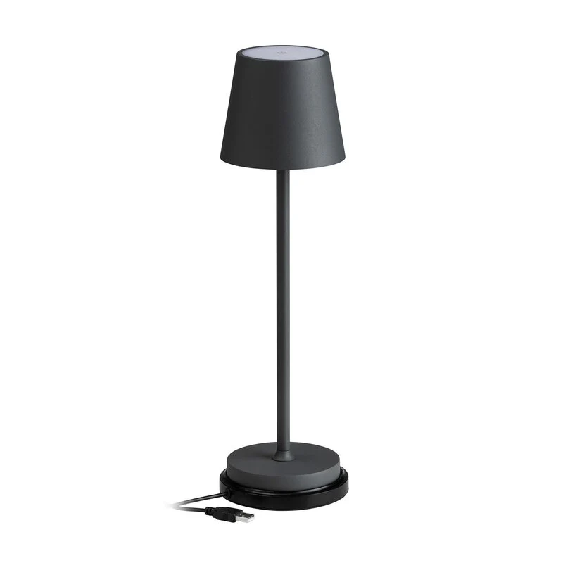 B-Ware LCD Tischleuchte Tischlampe LED Akku dimmbar Touchdimmer graphit IP54 warmw792