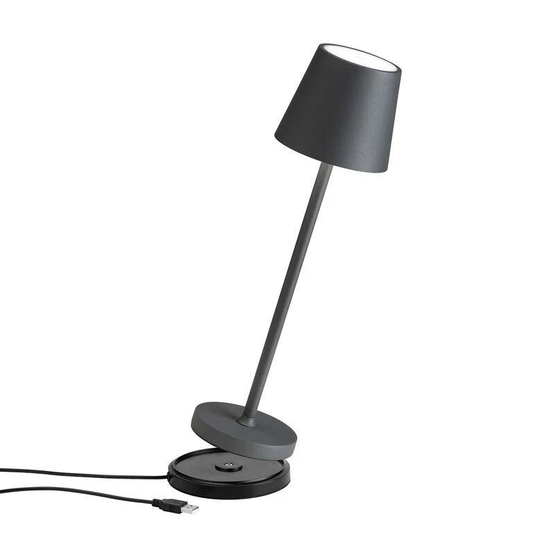 B-Ware LCD Tischleuchte Tischlampe LED Akku dimmbar Touchdimmer graphit IP54 warmw792