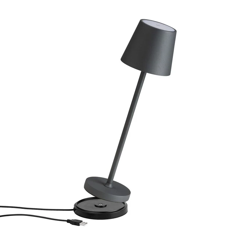 B-Ware LCD Tischleuchte Tischlampe LED Akku dimmbar Touchdimmer graphit IP54 warmw792